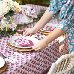 Pomegranate Inc Geo Feather Fuchsia Napkin | Set of 4^ Napkins