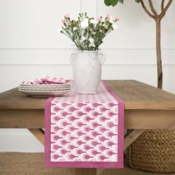 Pomegranate Inc Geo Feather Fuchsia Table Runner^ Table Runners