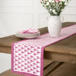 Pomegranate Inc Geo Feather Fuchsia Table Runner^ Table Runners