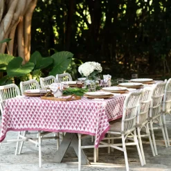 Pomegranate Inc Geo Feather Fuchsia Tablecloth^ Tablecloths