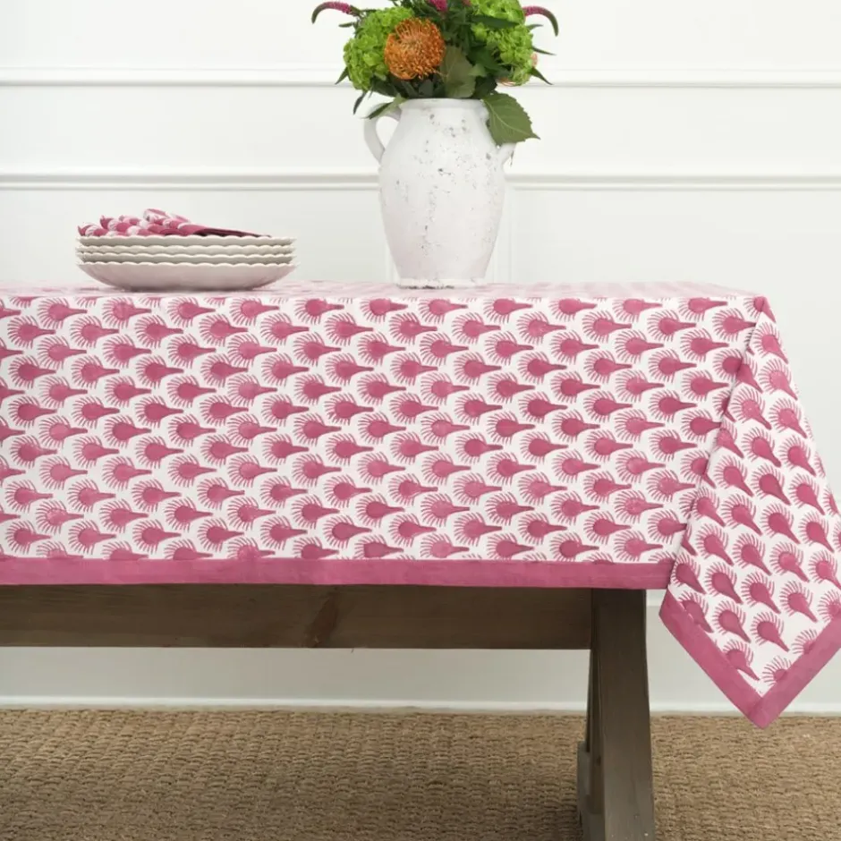 Pomegranate Inc Geo Feather Fuchsia Tablecloth^ Tablecloths