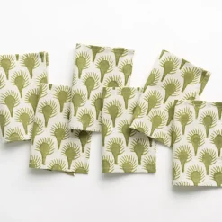 Pomegranate Inc Geo Feather Moss Cocktail Napkin | Set of 6^ Cocktail Napkins