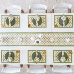 Pomegranate Inc Geo Feather Moss Table Runner^ Table Runners
