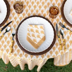Pomegranate Inc Geo Feather Ochre Napkin | Set of 4^ Napkins