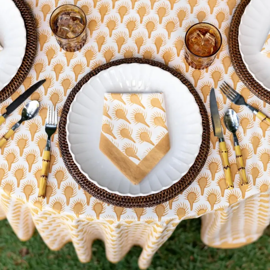Pomegranate Inc Geo Feather Ochre Napkin | Set of 4^ Napkins