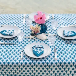 Pomegranate Inc Geo Feather Teal Napkin | Set of 4^ Napkins
