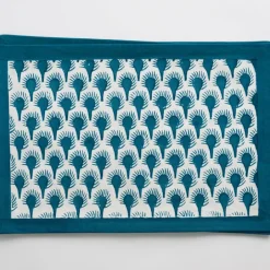 Pomegranate Inc Geo Feather Teal Placemats | Set of 4^ Printed Placemats