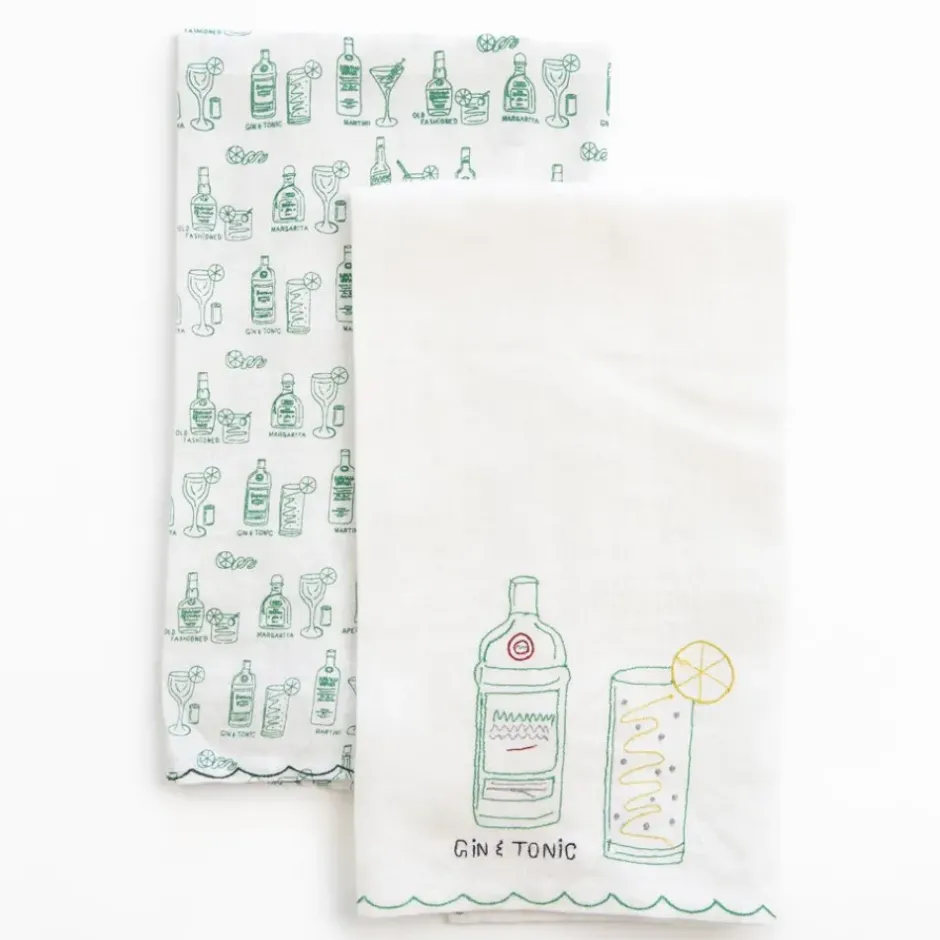 Pomegranate Inc Gin & Tonic Linen Tea Towels^ Tea Towels