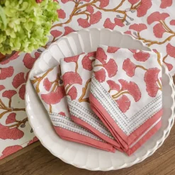 Pomegranate Inc Ginkgo Coral Napkin | Set of 4^ Napkins