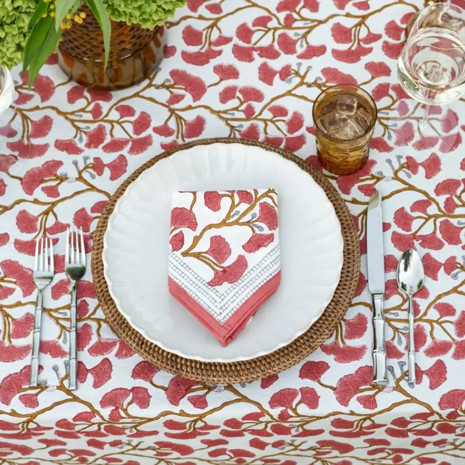 Pomegranate Inc Ginkgo Coral Napkin | Set of 4^ Napkins