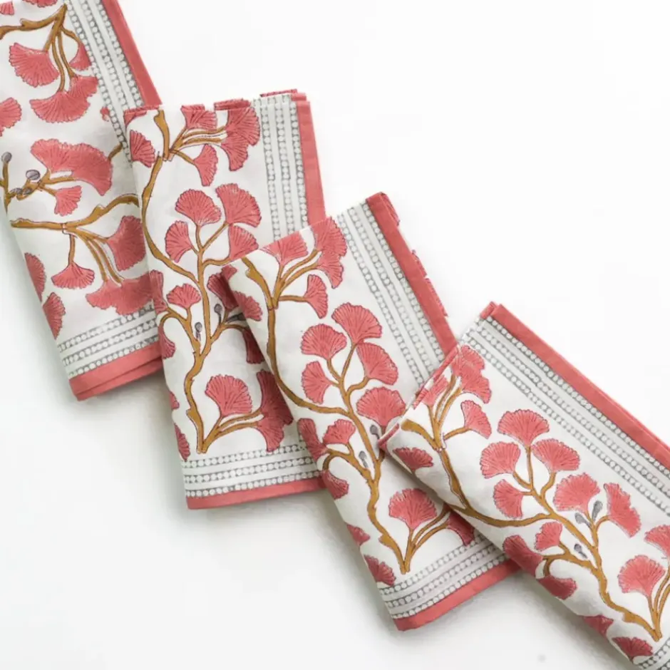 Pomegranate Inc Ginkgo Coral Napkin | Set of 4^ Napkins