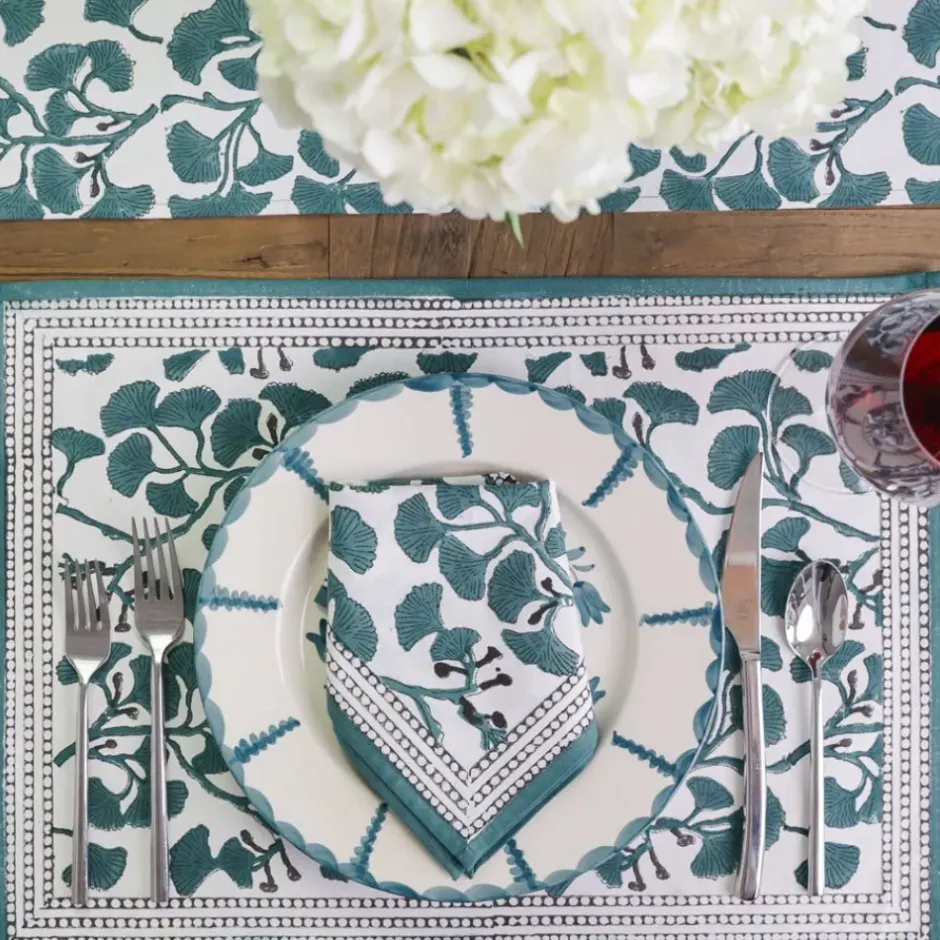 Pomegranate Inc Ginkgo Teal Placemat | Set of 4^ Printed Placemats