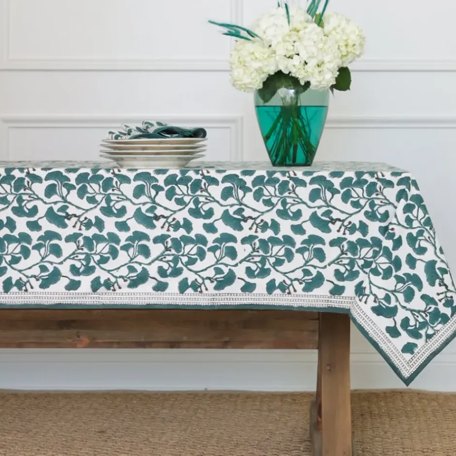 Pomegranate Inc Ginkgo Teal Tablecloth^ Tablecloths