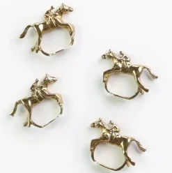 Pomegranate Inc Gold Jockey Napkin Ring | Set of 4^ Napkin Rings
