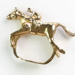 Pomegranate Inc Gold Jockey Napkin Ring | Set of 4^ Napkin Rings