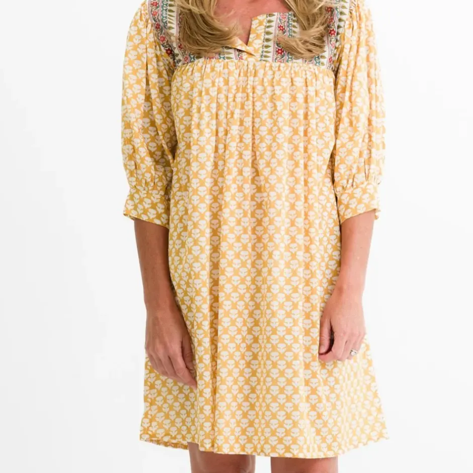 Pomegranate Inc Golden Buti Split Neck Shift Dress^ Everyday Dresses