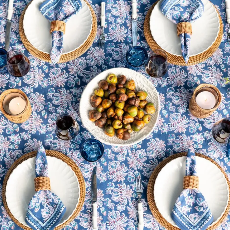 Pomegranate Inc Grecian Palm Blue & Orchid Tablecloth^ Tablecloths