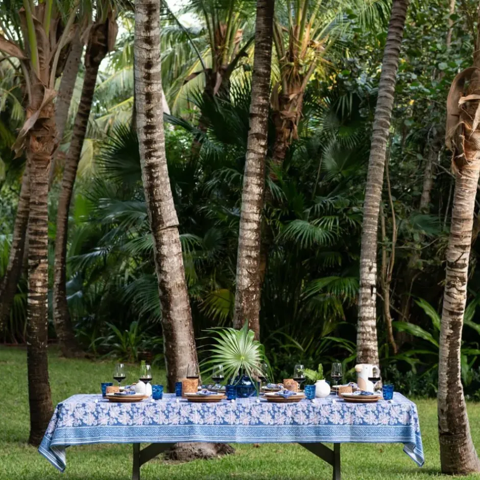 Pomegranate Inc Grecian Palm Blue & Orchid Tablecloth^ Tablecloths