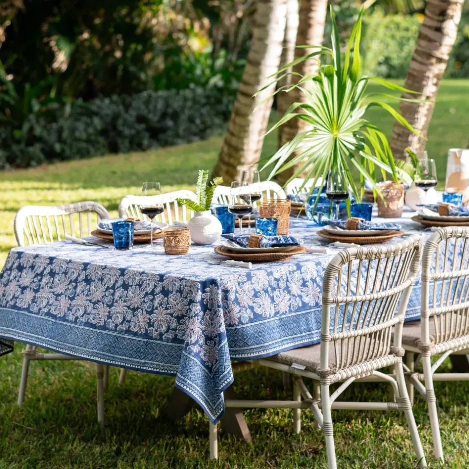 Pomegranate Inc Grecian Palm Blue & Orchid Tablecloth^ Tablecloths