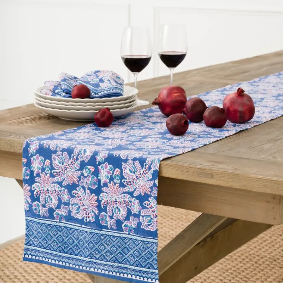 Pomegranate Inc Grecian Palm Blue & Orchid Table Runner^ Table Runners