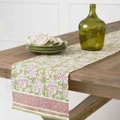 Pomegranate Inc Grecian Palm Fern & Magenta Table Runner^ Table Runners