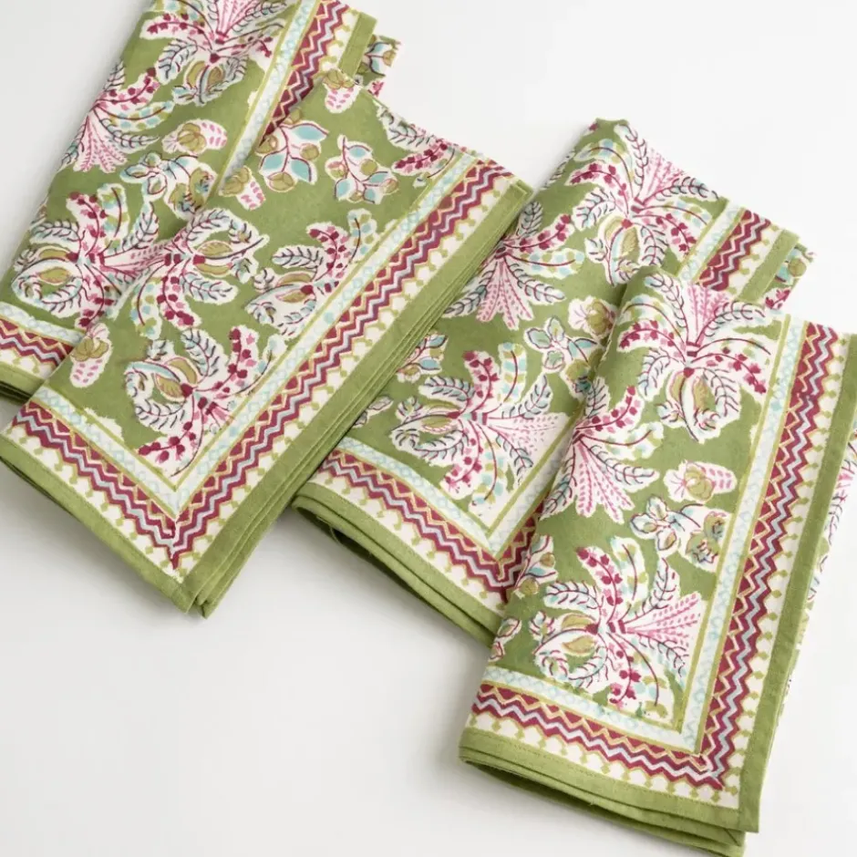Pomegranate Inc Grecian Palm Fern & Magenta Napkin | Set of 4^ Napkins