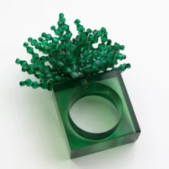 Pomegranate Inc Green Acrylic Beaded Napkin Ring | Set of 4^ Napkin Rings