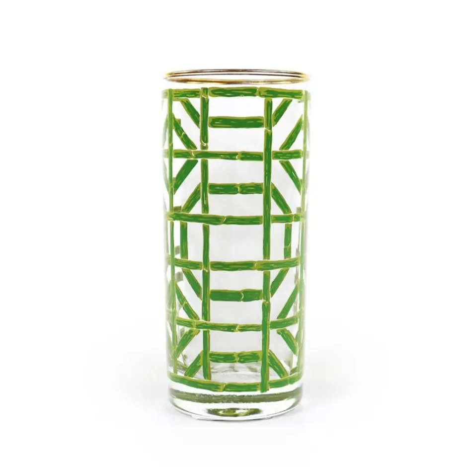 Pomegranate Inc Green Bamboo Highball Glass | Set of 4^ Glassware & Barware