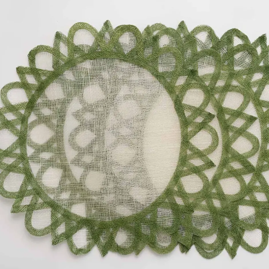 Pomegranate Inc Green Edge Woven Round Placemats | Set 4^ Woven Placemats