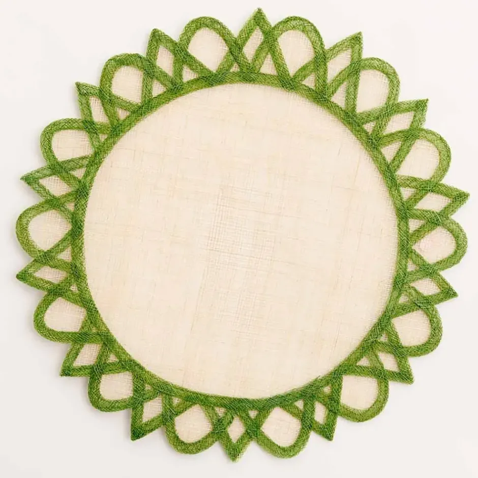 Pomegranate Inc Green Edge Woven Round Placemats | Set 4^ Woven Placemats