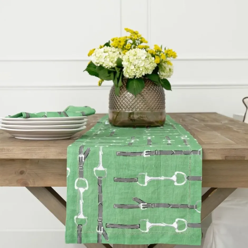 Pomegranate Inc Green Linen Snaffle & Buckle Table Runner^ Table Runners