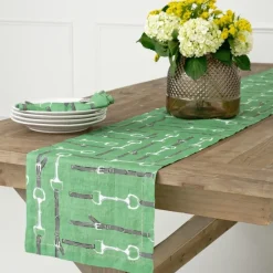 Pomegranate Inc Green Linen Snaffle & Buckle Table Runner^ Table Runners