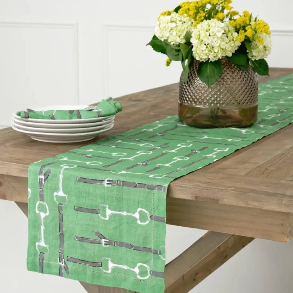 Pomegranate Inc Green Linen Snaffle & Buckle Table Runner^ Table Runners