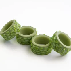 Pomegranate Inc Green Round Resin Beaded Napkin Ring | Set of 4^ Napkin Rings