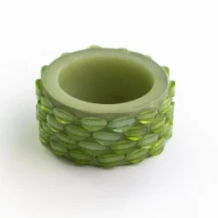 Pomegranate Inc Green Round Resin Beaded Napkin Ring | Set of 4^ Napkin Rings