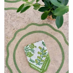 Pomegranate Inc Green Scalloped Edge Woven Placemats | Set 4^ Woven Placemats