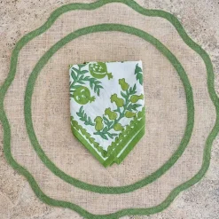 Pomegranate Inc Green Scalloped Edge Woven Placemats | Set 4^ Woven Placemats