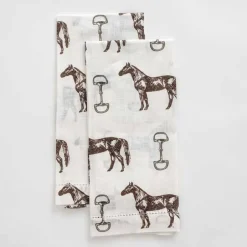 Pomegranate Inc Horse and Snaffle Linen Fingertip Towels | Set of 2^ Tea Towels