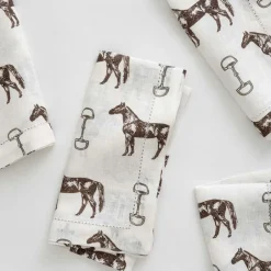 Pomegranate Inc Horse and Snaffle Linen Napkin | Set of 4^ Napkins