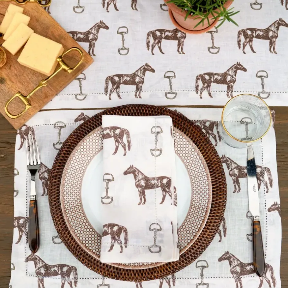 Pomegranate Inc Horse and Snaffle Linen Napkin | Set of 4^ Napkins