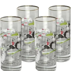 Pomegranate Inc Hunt Scene Highball Glass | Set 4^ Glassware & Barware
