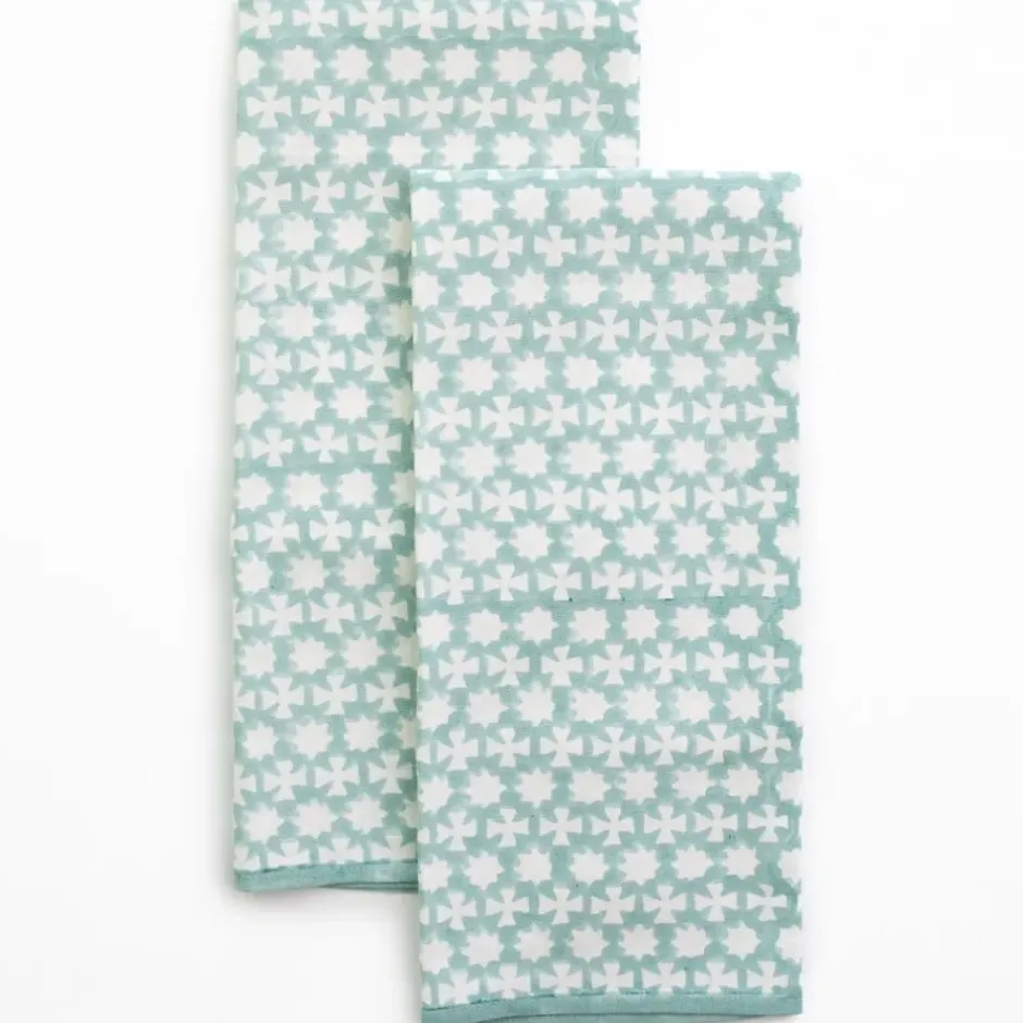 Pomegranate Inc India Hicks Cuban Cross Palladian Blue Tea Towels^ Tea Towels