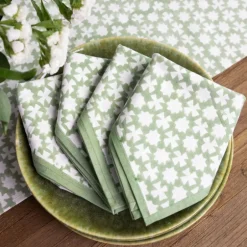 Pomegranate Inc India Hicks Cuban Cross Soft Sage Napkins^ Napkins