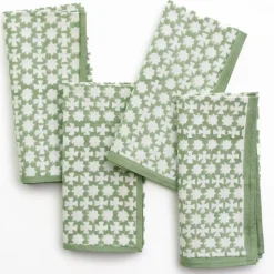 Pomegranate Inc India Hicks Cuban Cross Soft Sage Napkins^ Napkins