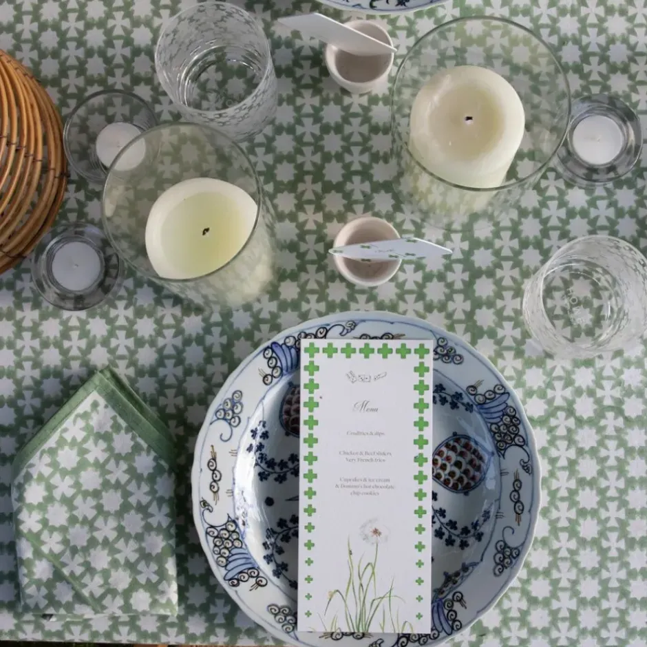 Pomegranate Inc India Hicks Cuban Cross Soft Sage Napkins^ Napkins