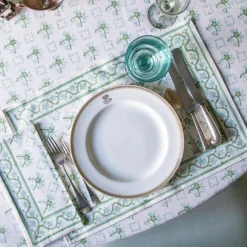 Pomegranate Inc India Hicks Cuban Flower Blue & Green Placemats^ Printed Placemats