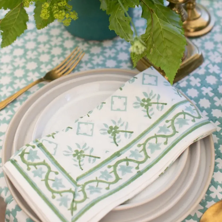 Pomegranate Inc India Hicks Cuban Flower Blue & Green Napkins^ Napkins