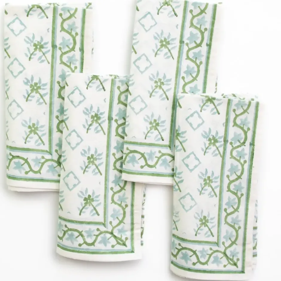 Pomegranate Inc India Hicks Cuban Flower Blue & Green Napkins^ Napkins