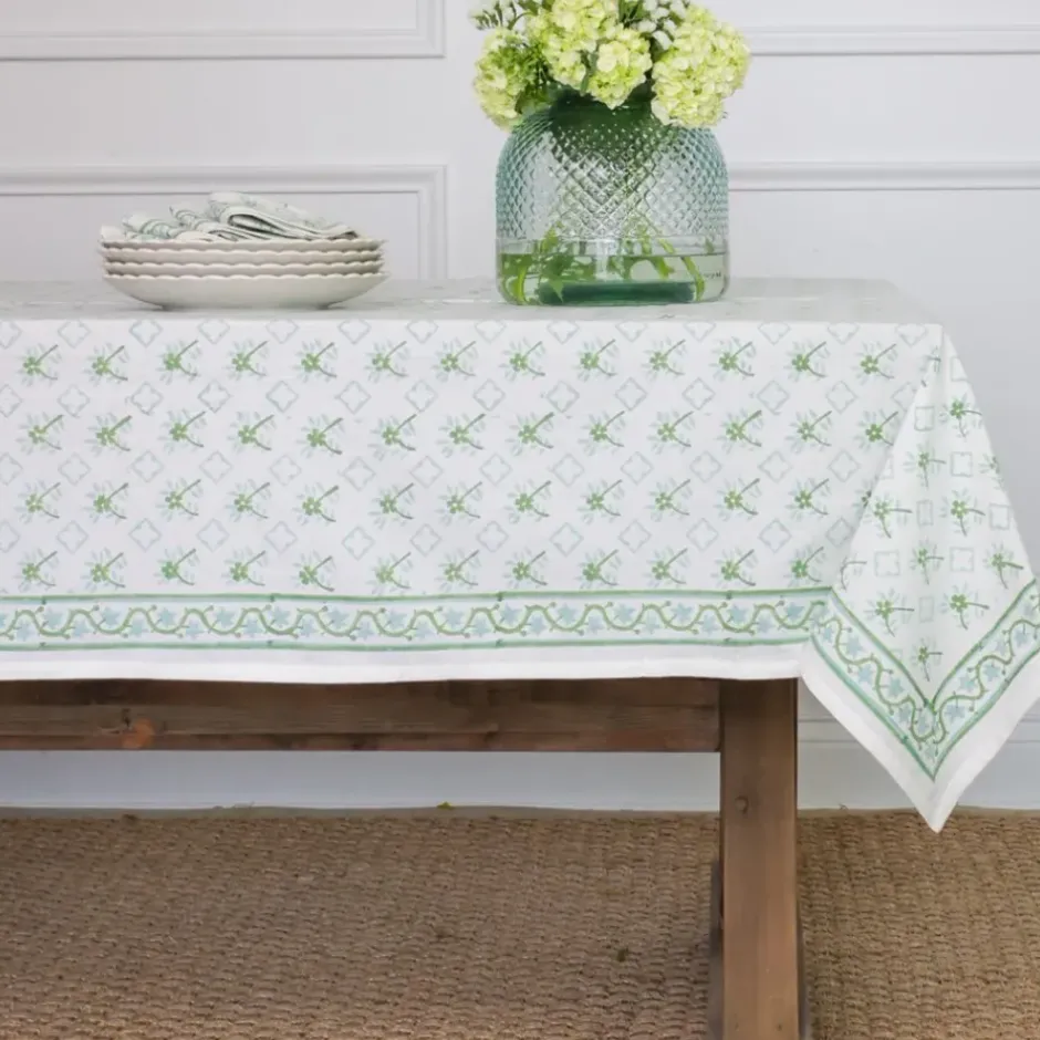 Pomegranate Inc India Hicks Cuban Flower Blue & Green Tablecloth^ Tablecloths