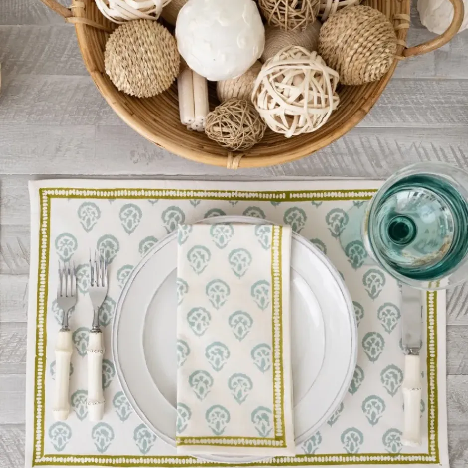 Pomegranate Inc India Hicks Home Carnation Seafoam Placemat | Set of 4^ Printed Placemats